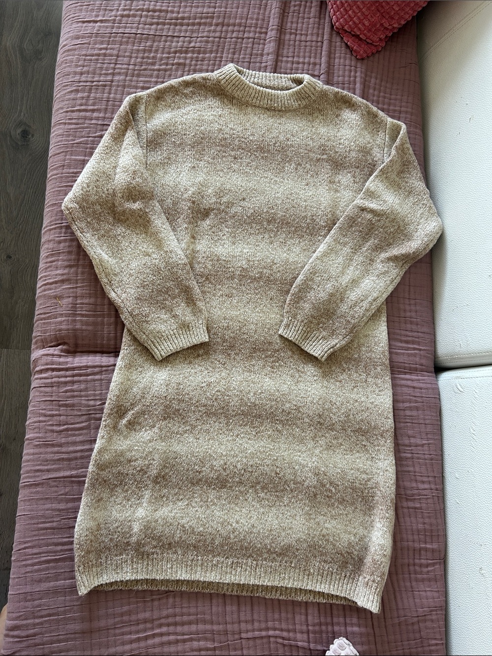 Zara Beige Cream Knit Sweater Dress